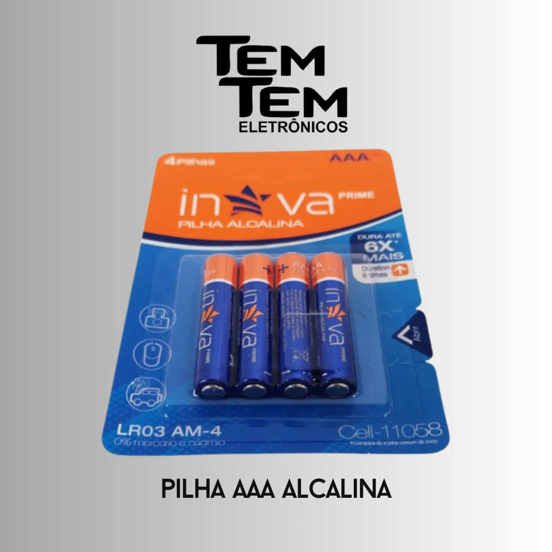pilha AAA alcalina inova