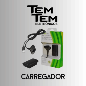 Bateria Para Controle Xbox 360 Com Cabo E Carregador Preto